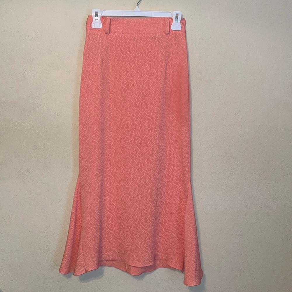 Coral Pink Women's Flared Midi Skirt